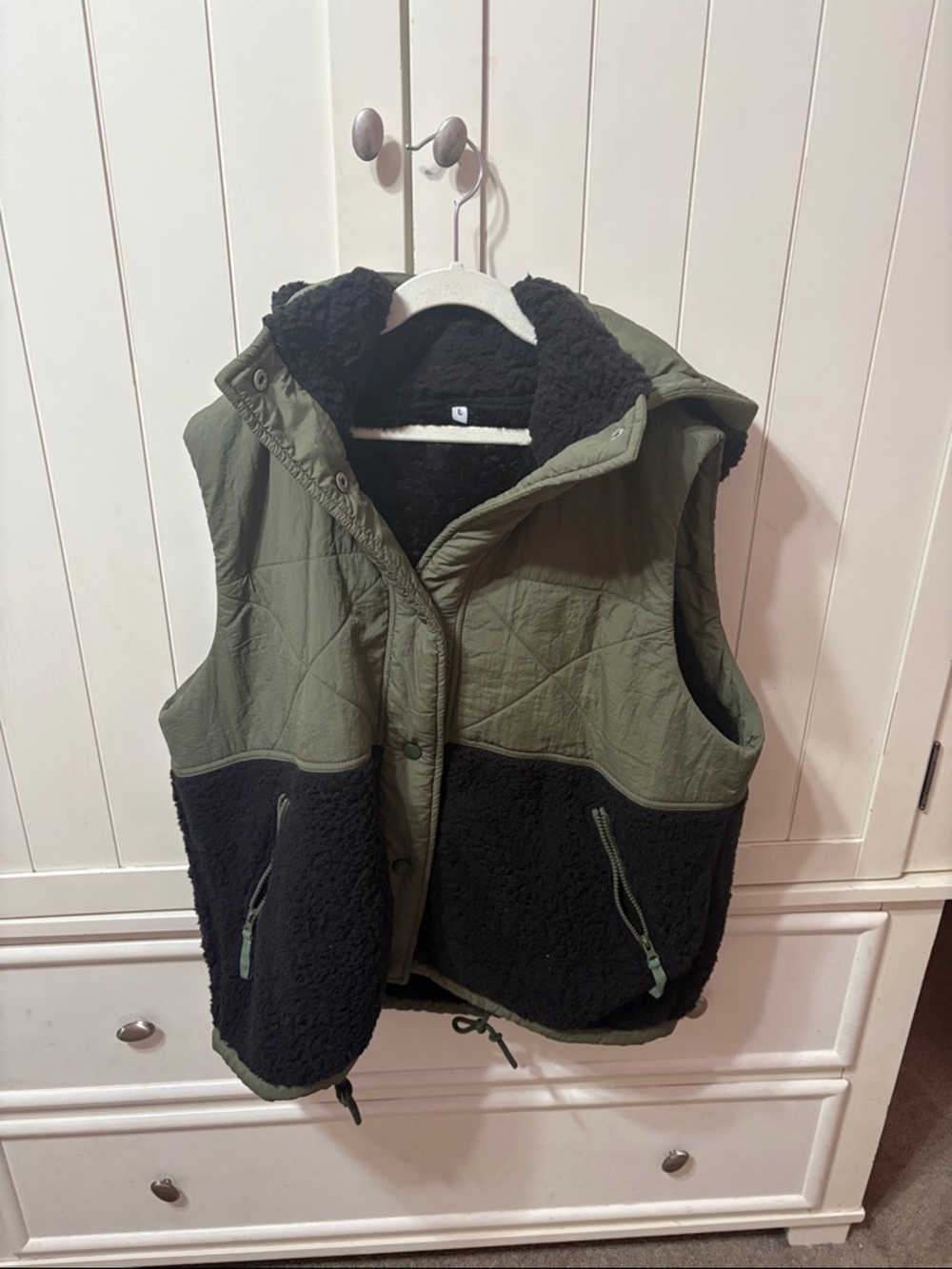 EUC FP look for less quilted sherpa vest, size large